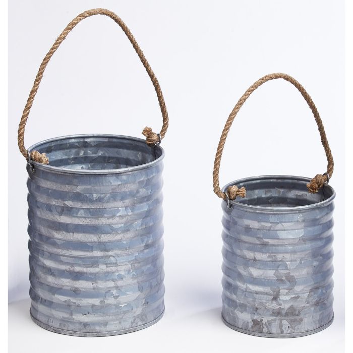 Metal Rope Handled Planters - Pack of 2