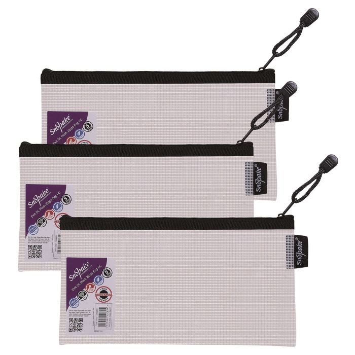 Snopake EVA Mesh Zippa-Bags Pencil Case - Black - Pack of 3