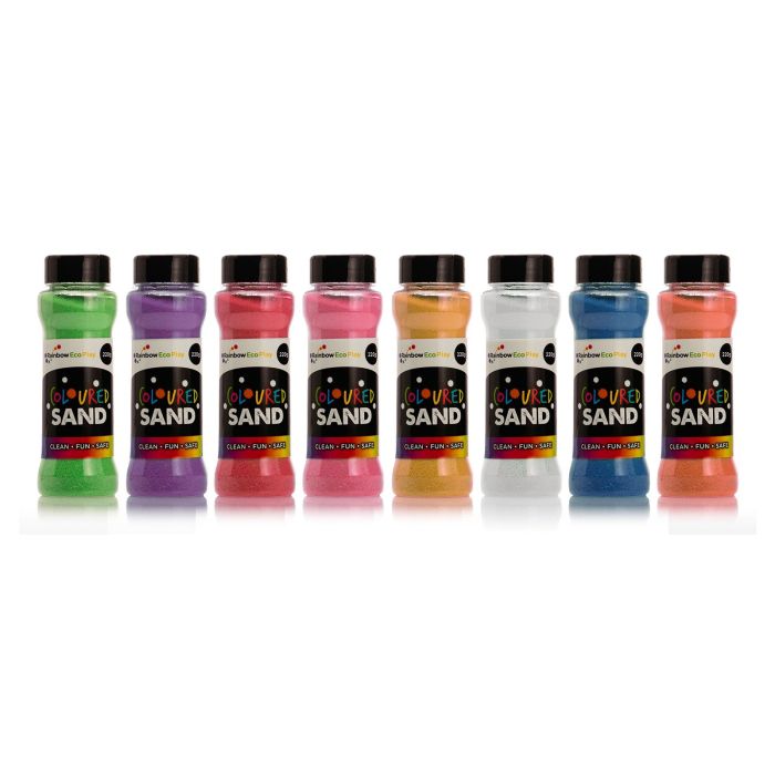 Eco-Friendly Coloured Sand - 220g Shakers - Pack of 8 Eco-Friendly Coloured Sand - 220g Shakers - Pack of 8