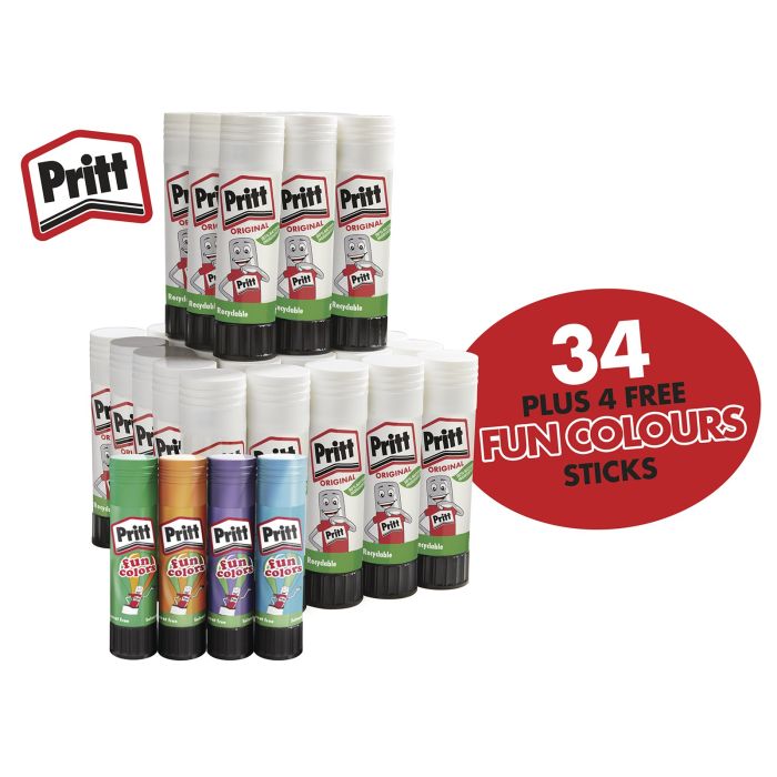 Pritt Stick - 43g - Pack of 34 + 4 Free 11g Pritt Sticks Pritt Stick - 43g - Pack of 34 + 4 Free 11g Pritt Sticks