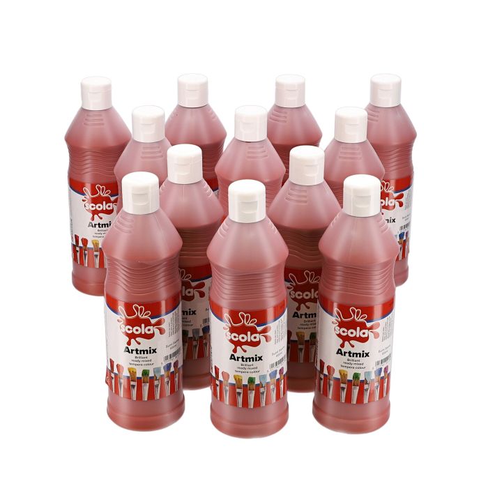 Scola Artmix Ready Mixed Paint - 600ml - Burnt Sienna - Pack of 12