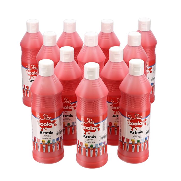 Scola Artmix Ready Mixed Paint - 600ml - Brilliant Red - Pack of 12