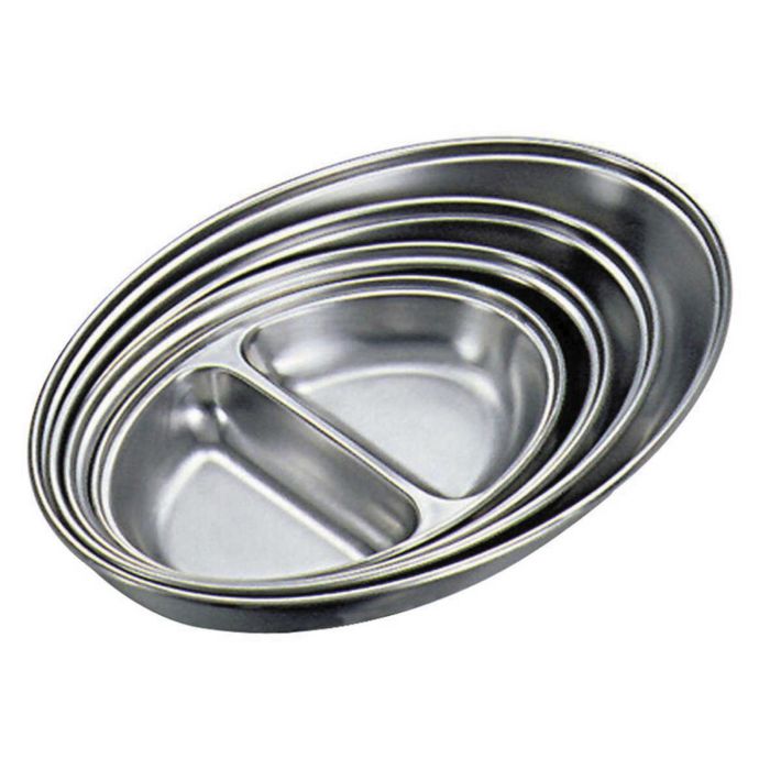 Stainless Steel Oval Divided Serving Dish - 350mm Stainless Steel Oval Divided Serving Dish - 350mm