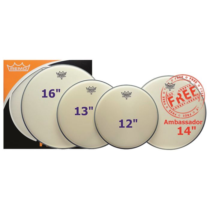Remo Ambassador Pro Pack Coated Drum Skins - 12"/13"/14"/16" Remo Ambassador Pro Pack Coated Drum Skins - 12"/13"/14"/16"