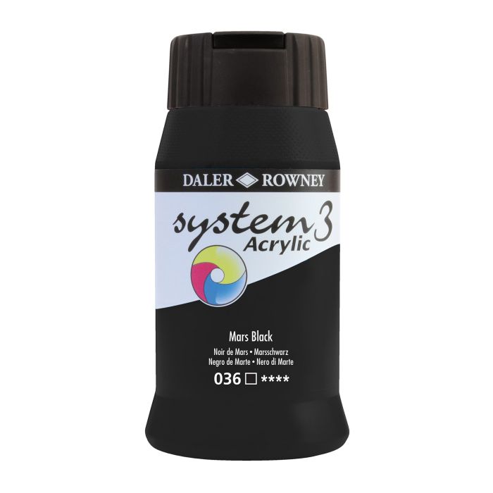 Daler-Rowney System3 Acrylic Paint - 500ml - Mars Black