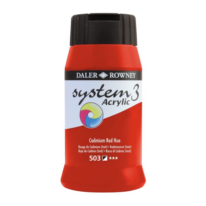Daler-Rowney System3 Acrylic Paint - 500ml - Cadmium Red