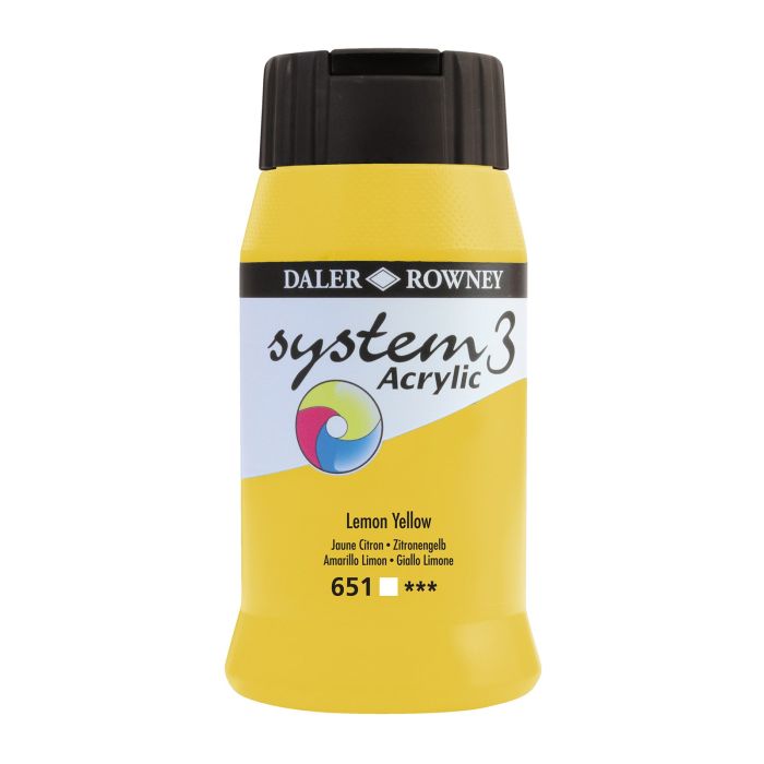 Daler-Rowney System3 Acrylic Paint - 500ml - Lemon Yellow