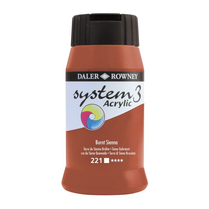 Daler-Rowney System3 Acrylic Paint - 500ml - Burnt Sienna
