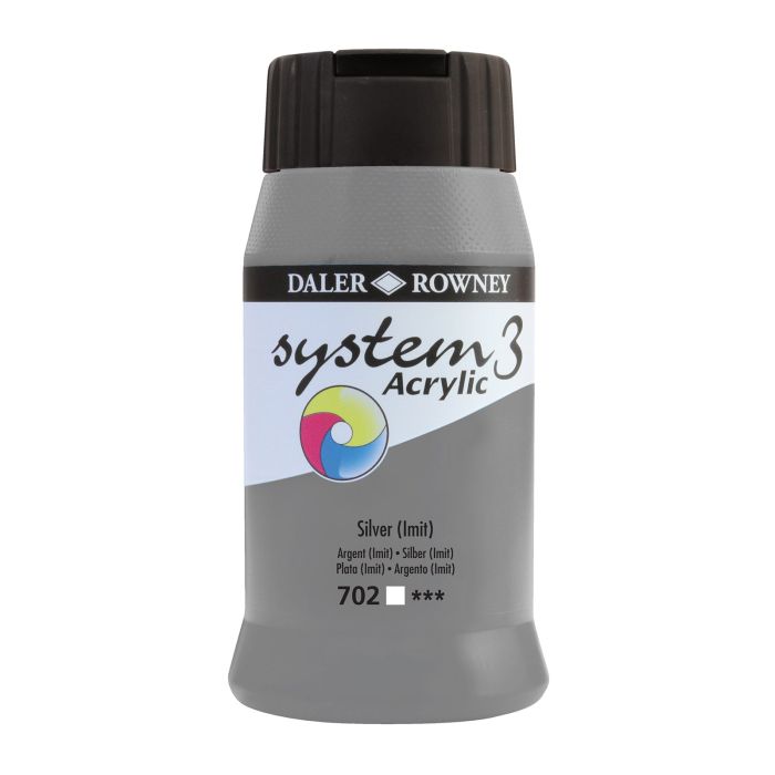 Daler-Rowney System3 Acrylic Paint - 500ml - Silver