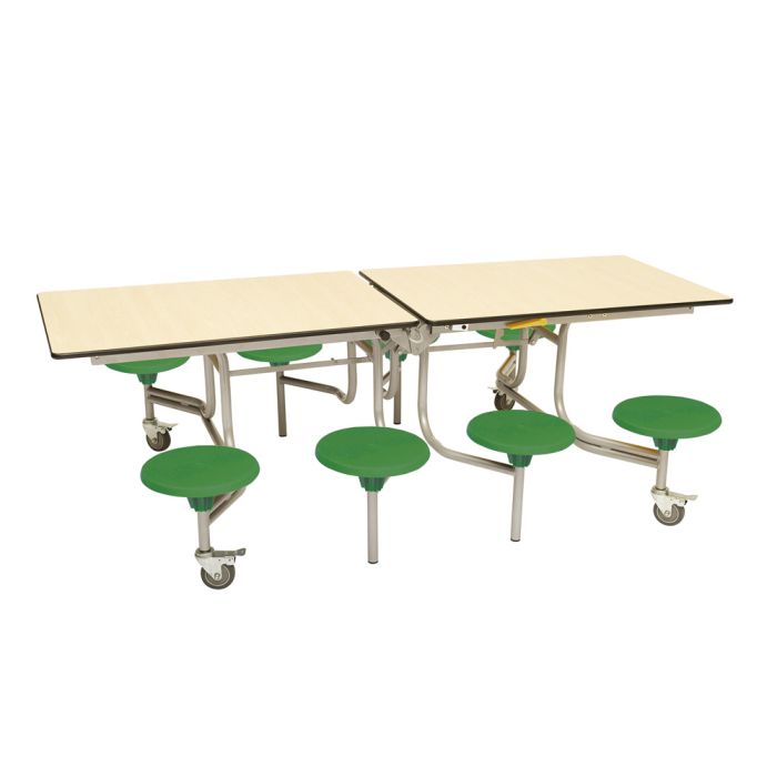 Secondary Rectangular 8 Seat Table Maple Top Green Seat