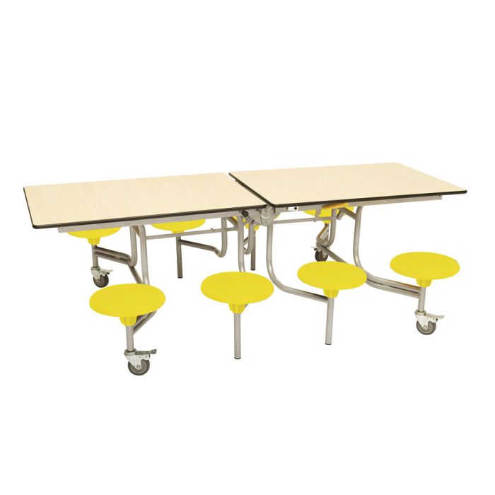 Primary Rectangular 8 Seat Table Maple Top Yellow Seat