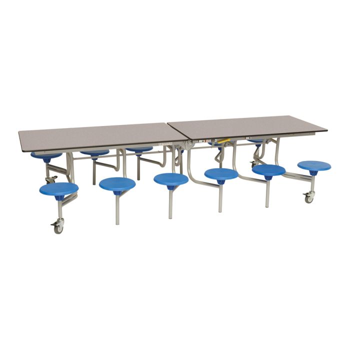 Secondary Rectangular 12 Seater Dining Tables - Blue Seat/Grey Top