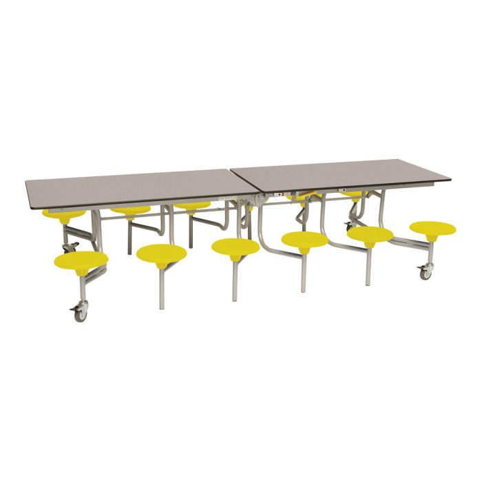 Secondary Rectangular 12 Seater Dining Tables - Yellow Seat/Grey Top