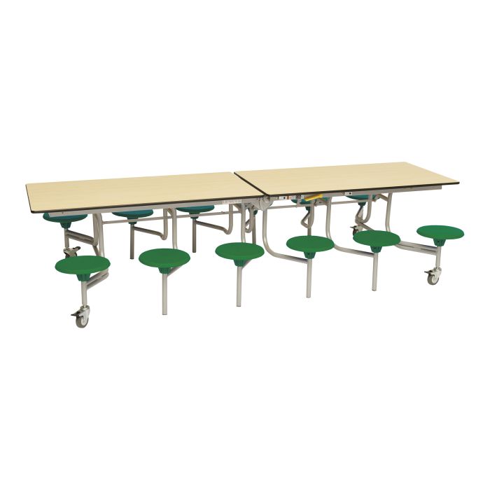 Secondary Rectangular 12 Seater Dining Tables - Green Seat/Maple Top