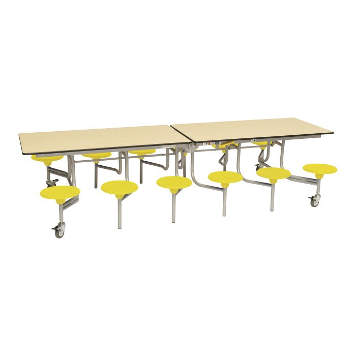 Primary Rectangular 12 Seater Tables -  Maple Top/Yellow Seat