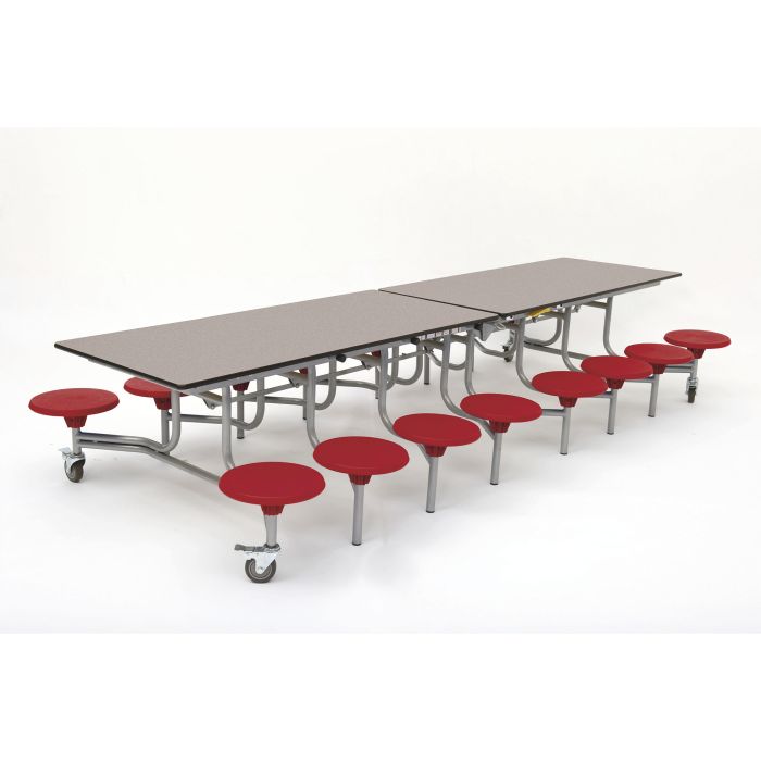 Rectangular 16 Seat Table - Red - Grey