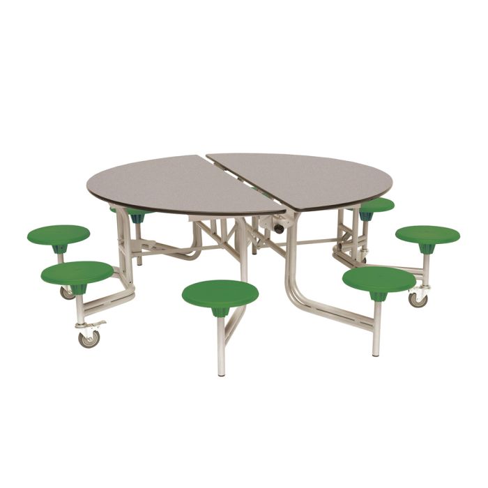 Primary Circular 8 Seater Table Green Seat Grey Top