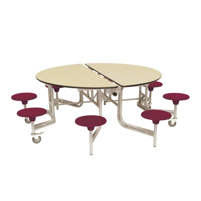 Secondary Circular 8 Seater Table Wine Seat Maple Top