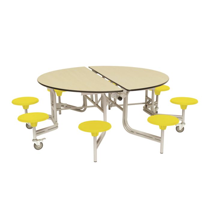 Secondary Circular 8 Seater Table Yellow Seat Maple Top