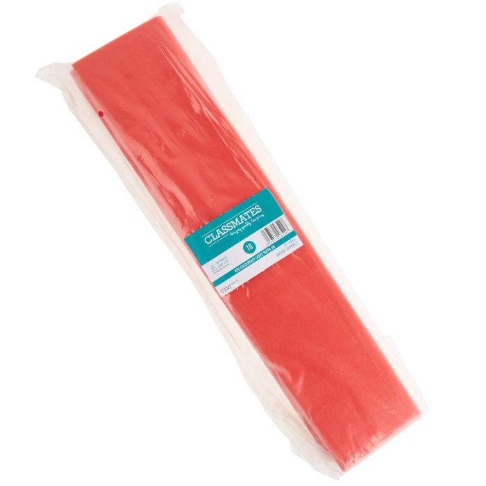 Colour Fast Crepe Paper Folds 500mm x 3m - Red - Pack of 10 Colour Fast Crepe Paper Folds 500mm x 3m - Red - Pack of 10
