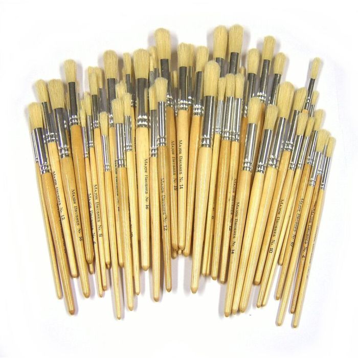 Short Hogs Hair Brushes Asst Round - Pack of 100