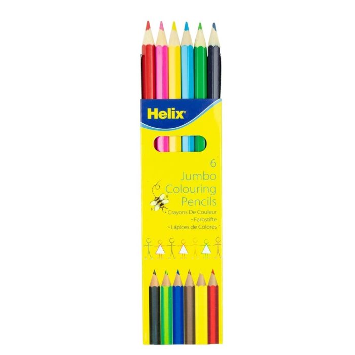 Helix Colouring Pencils Jumbo Barrel - Pack of 6 Helix Colouring Pencils Jumbo Barrel - Pack of 6