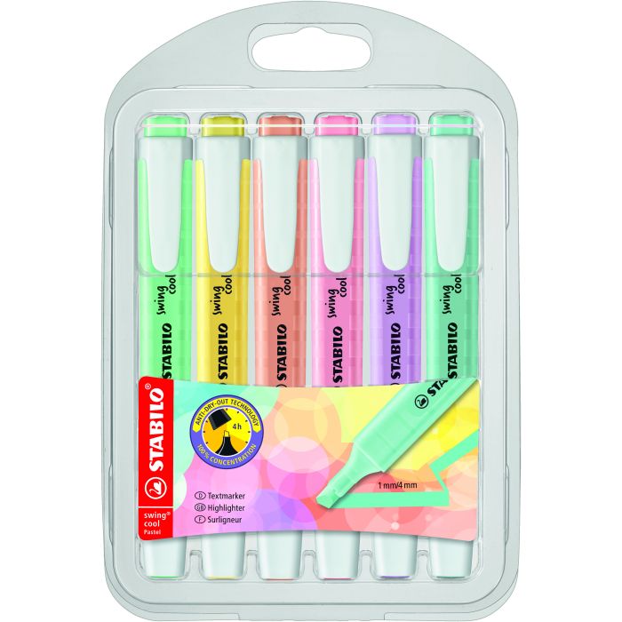 Stabilo Swing Pastel Highlighters - Assorted - Pack of 6