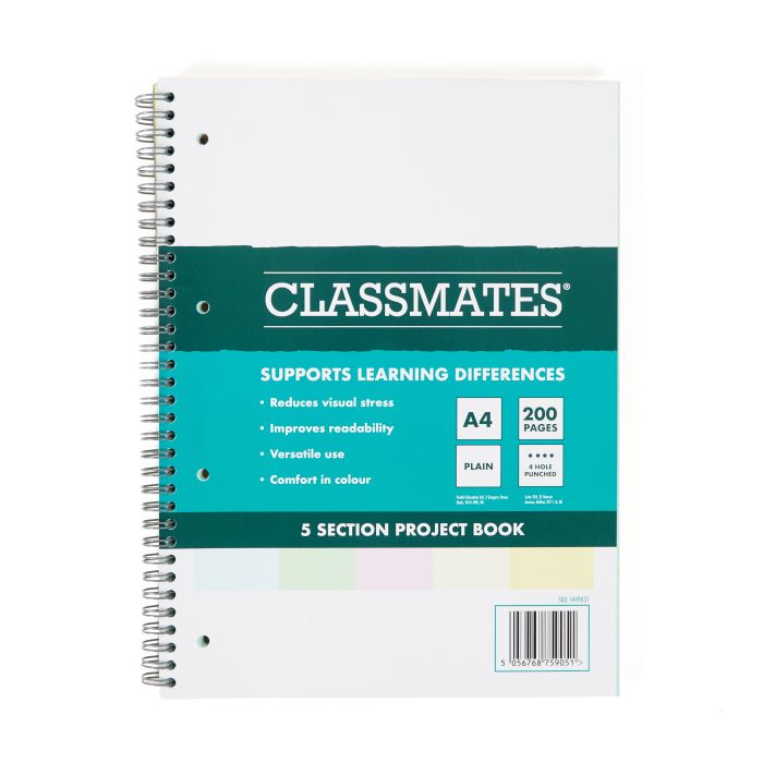 Classmates 5 Section Project Book A4 8mm with Margin 4 Hole Punched