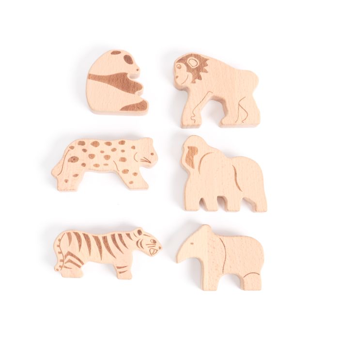 Wooden Jungle Animals  - Pack of 6