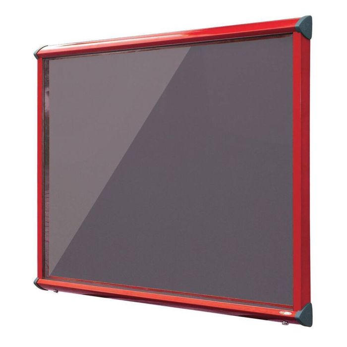 Shield Interior Showcase Red Frame 575 x 712mm - Gunmetal