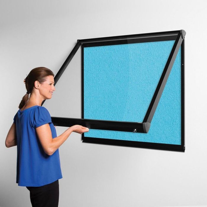 Shield Interior Showcase Black Frame 750 x 967mm - Cyan