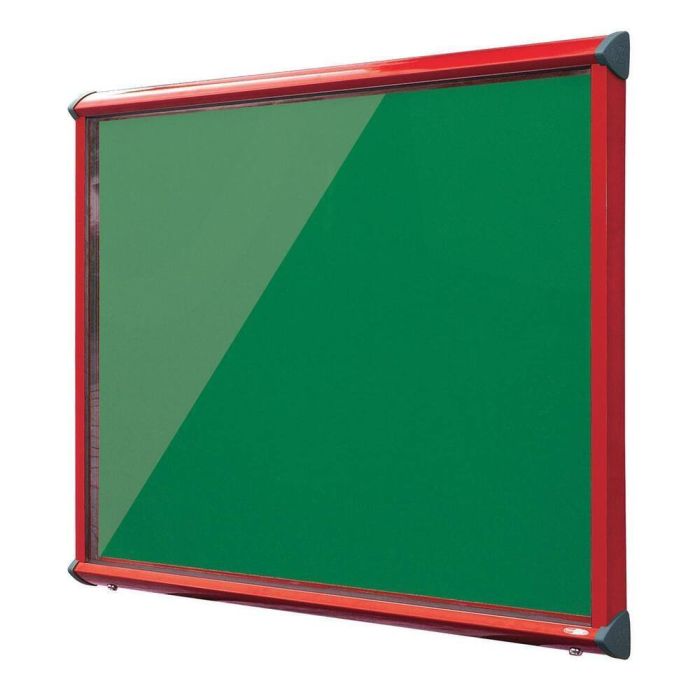 Shield Interior Showcase Red Frame 750 x 967mm - Emerald Green