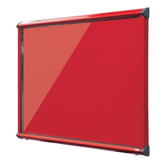 Shield Interior Showcase Red Frame 750 x 967mm - Scarlet