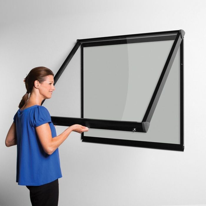 Shield Interior Showcase Black Frame 1050 x 1397mm - Light Grey