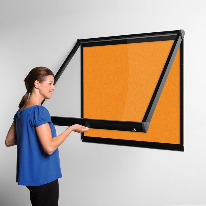 Shield Interior Showcase Black Frame 750 x 537mm - Orange