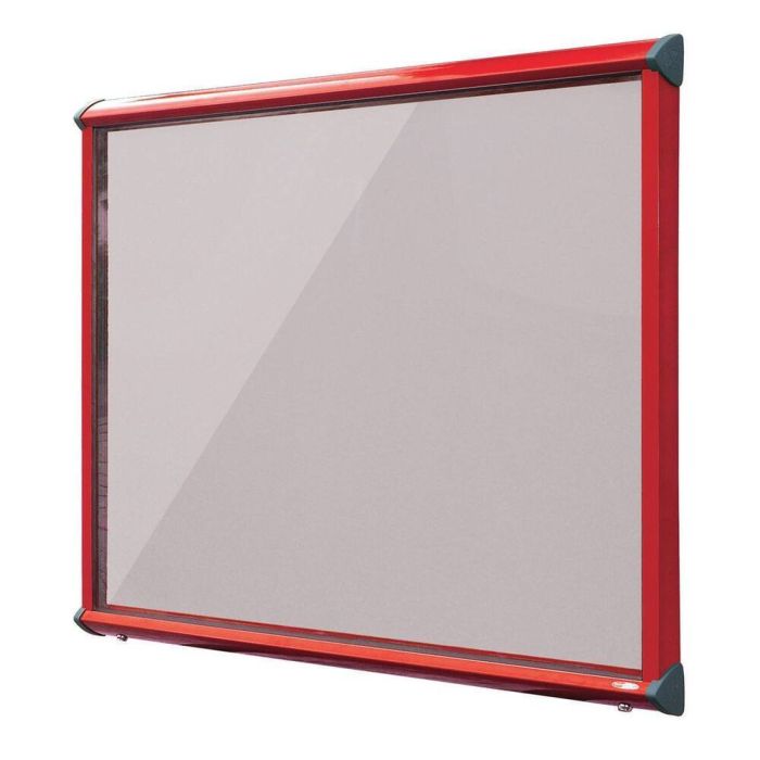 Shield Interior Showcase Red Frame 750 x 537mm - Light Grey