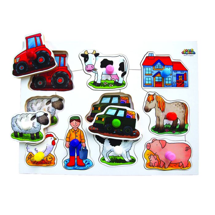 Just Jigsaws Large Peg Boards Farm and Wild Animals Just Jigsaws Large Peg Boards Farm and Wild Animals