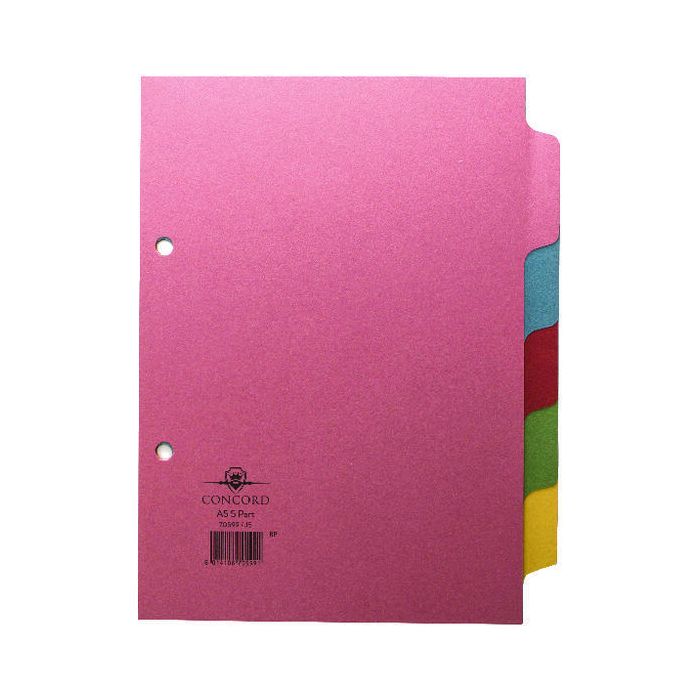 Concord Subject Dividers A5 - 5 Part Concord Subject Dividers A5 - 5 Part