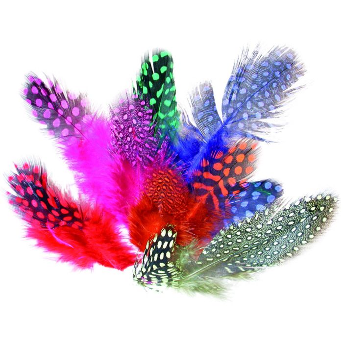 Coloured Spotted Feathers - 10g Bag