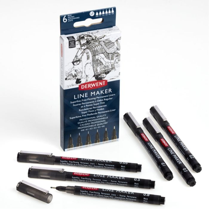 Derwent Line Maker Pen Black. Set of 6 Derwent Line Maker Pen Black. Set of 6