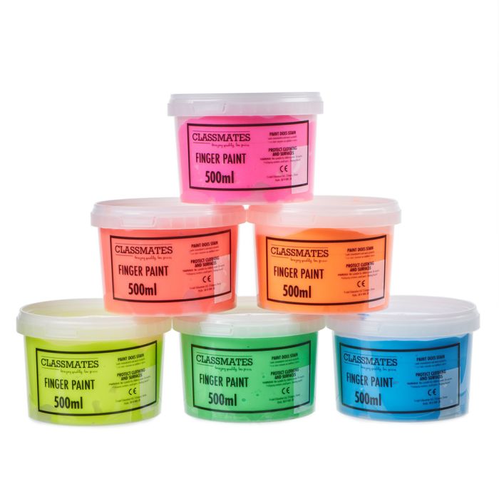Classmates Finger Paints - 500ml - Fluorescent Colours - Pack of 6