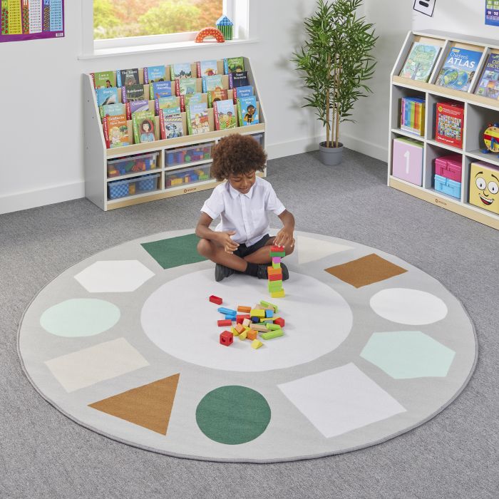 Geometric Shapes Round Scandi Rug