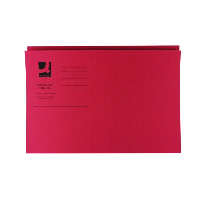 Square Cut Folders Medium Weight - Red - Pack of 100