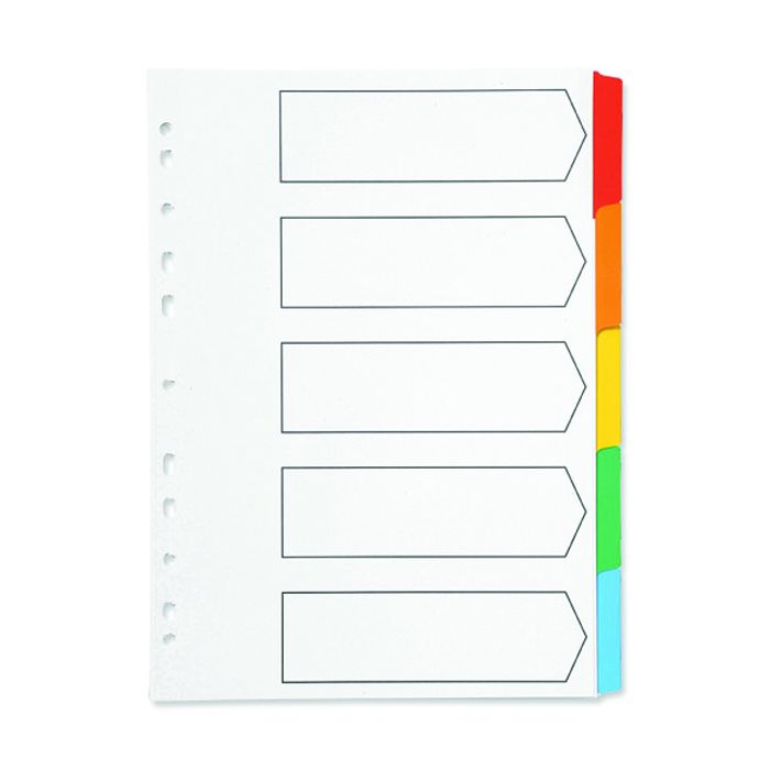 Multi-Colour Tabbed Index Dividers - 5 Part