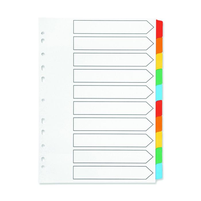Multi-Colour Tabbed Index Dividers - 10 Part