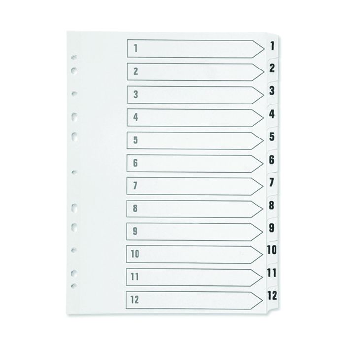 Clear Tabbed Index Dividers - 1-12