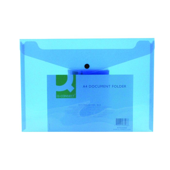 A4 Polypropylene Document Wallets - Blue - Pack of 12