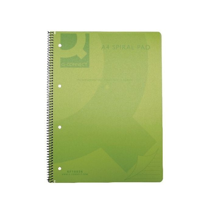A4 Transparent Coloured Spiral Notebooks - Green - Pack of 5