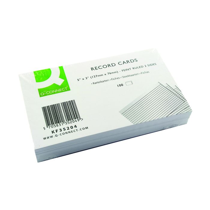 Record Card 5 x 3 Feint White - Pack of 100 Record Card 5 x 3 Feint White - Pack of 100