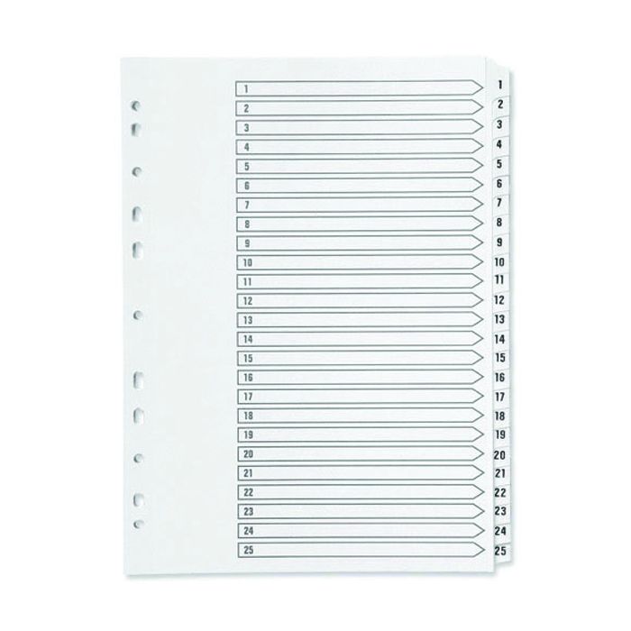 Clear Tabbed Index Dividers - 1-25 Clear Tabbed Index Dividers - 1-25